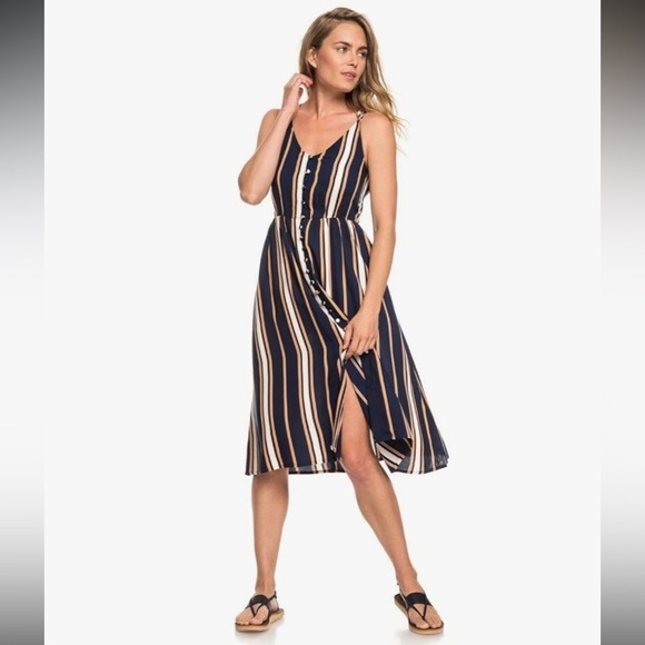 Roxy Dresses & Skirts - Roxy Sunset Beauty Lightweight Flowy Surfer Skater Button Down Tank Dress SZ S